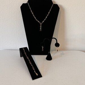 Vintage Sterling Silver Garnet Jewelry Set